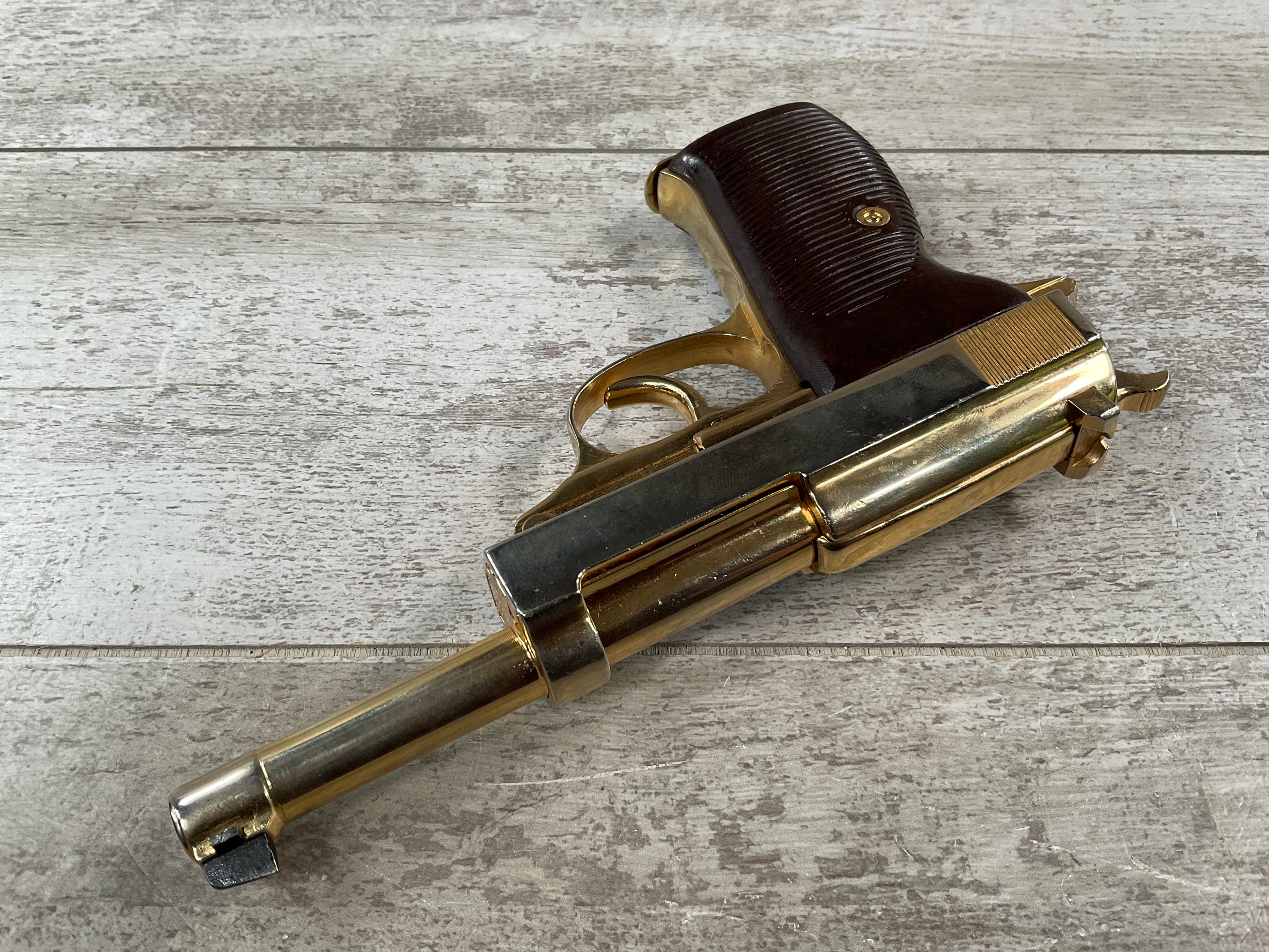 Walther P38 モデルガン ゴールド Walther P38, Factory Gold Plated Engraved, Box.