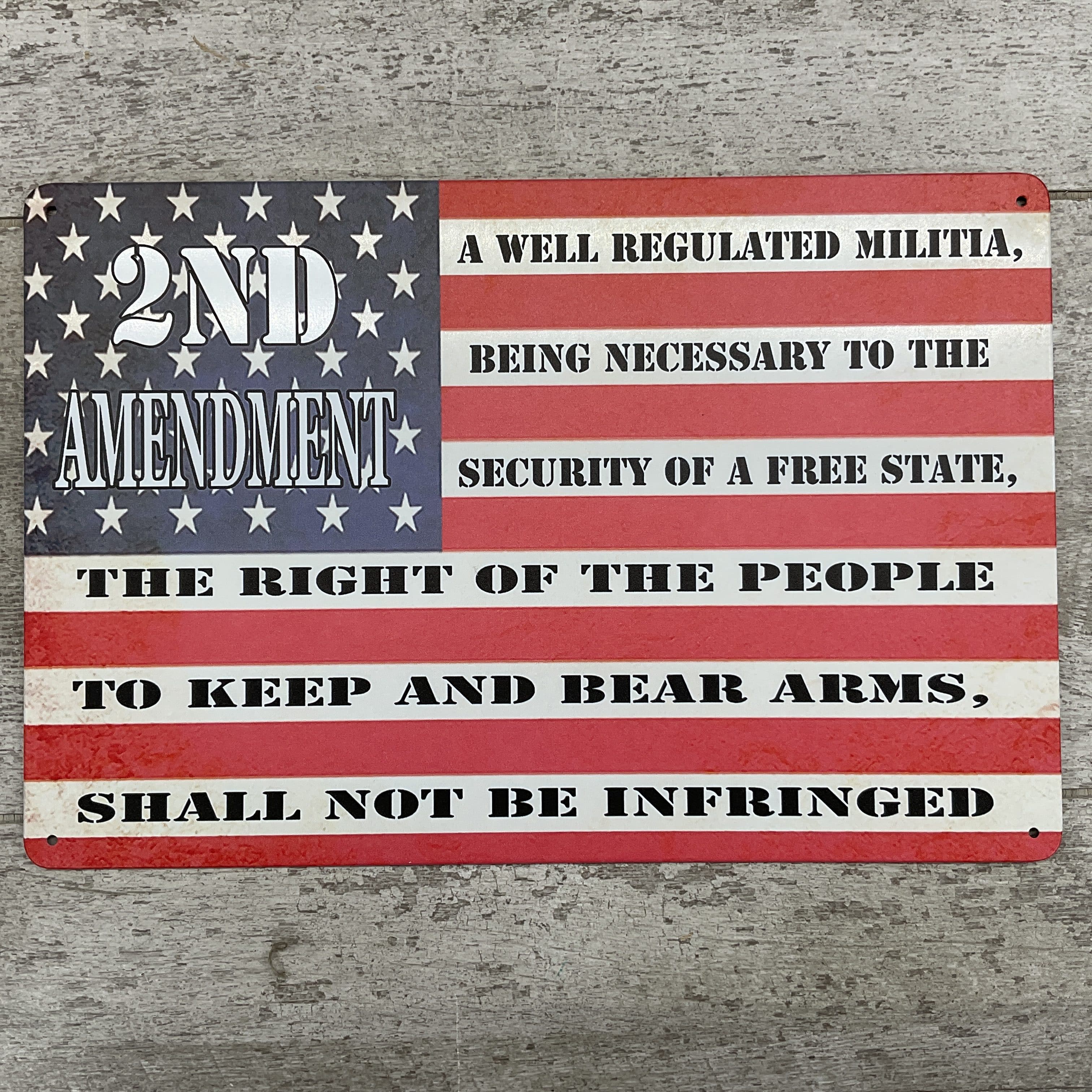 2ND AMENDMENT USA 50-STAR TIN SIGN #4-07608-PF - Checkpoint Charlie's